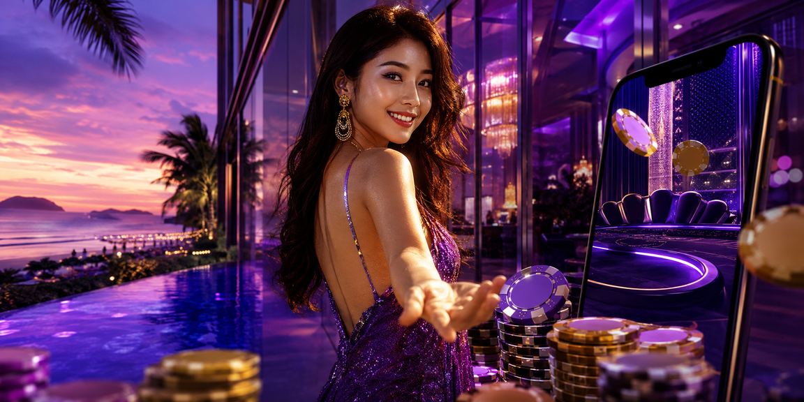 Meja Baccarat langsung dengan suasana kasino mewah di 1099